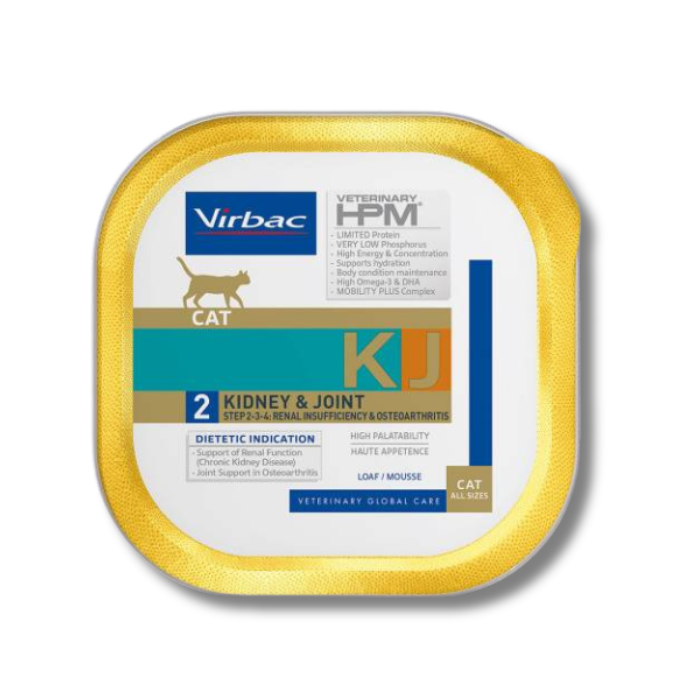 Virbac HPM KJ2 Kidney Joint Support loaf konservai katėms esant inkstų sutrikimams 14x85g