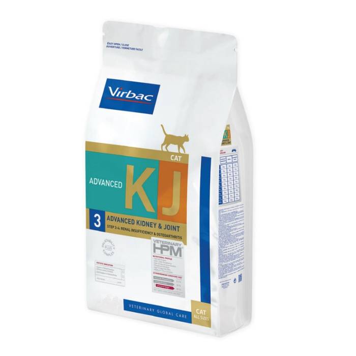 Virbac HPM KJ3 Advanced Kidney&Joint Cat sausas pašaras katėms sergančioms inkstų nepakankamumu