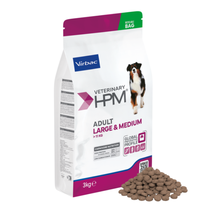 Virbac Veterinary HPM Adult Dog Large & Medium visavertis pašaras didelių ir vidutinių veislių šunims 16 kg atsinaujinusi pakuotė