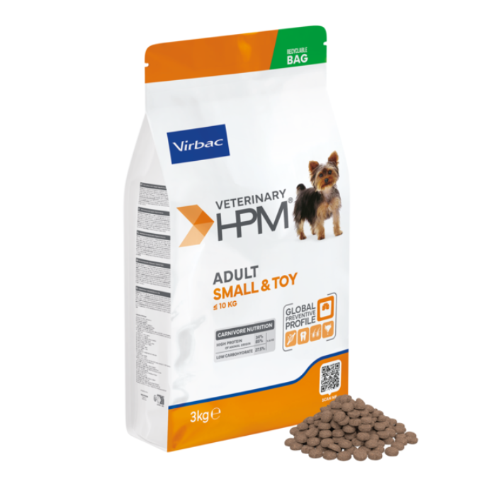 Virbac Veterinary HPM Adult Dog Small & Toy Dog sausas pašaras mažų veislių šunims nauja pakuotė
