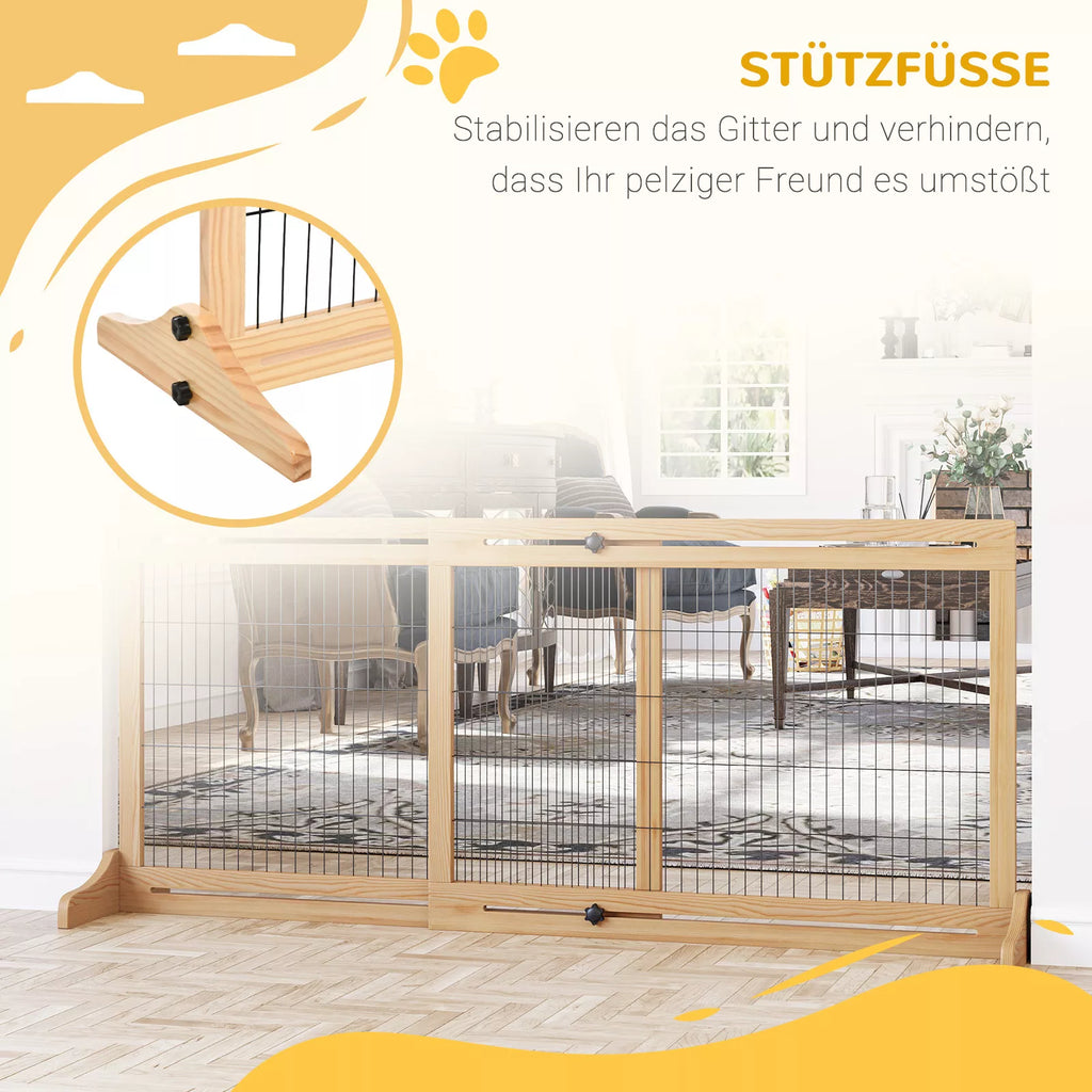 Šunų apsauginė grotelė, laiptų apsauginė grotelė, 180 cm aukščio, reguliuojamo aukščio, natūralios spalvos + juodos spalvos