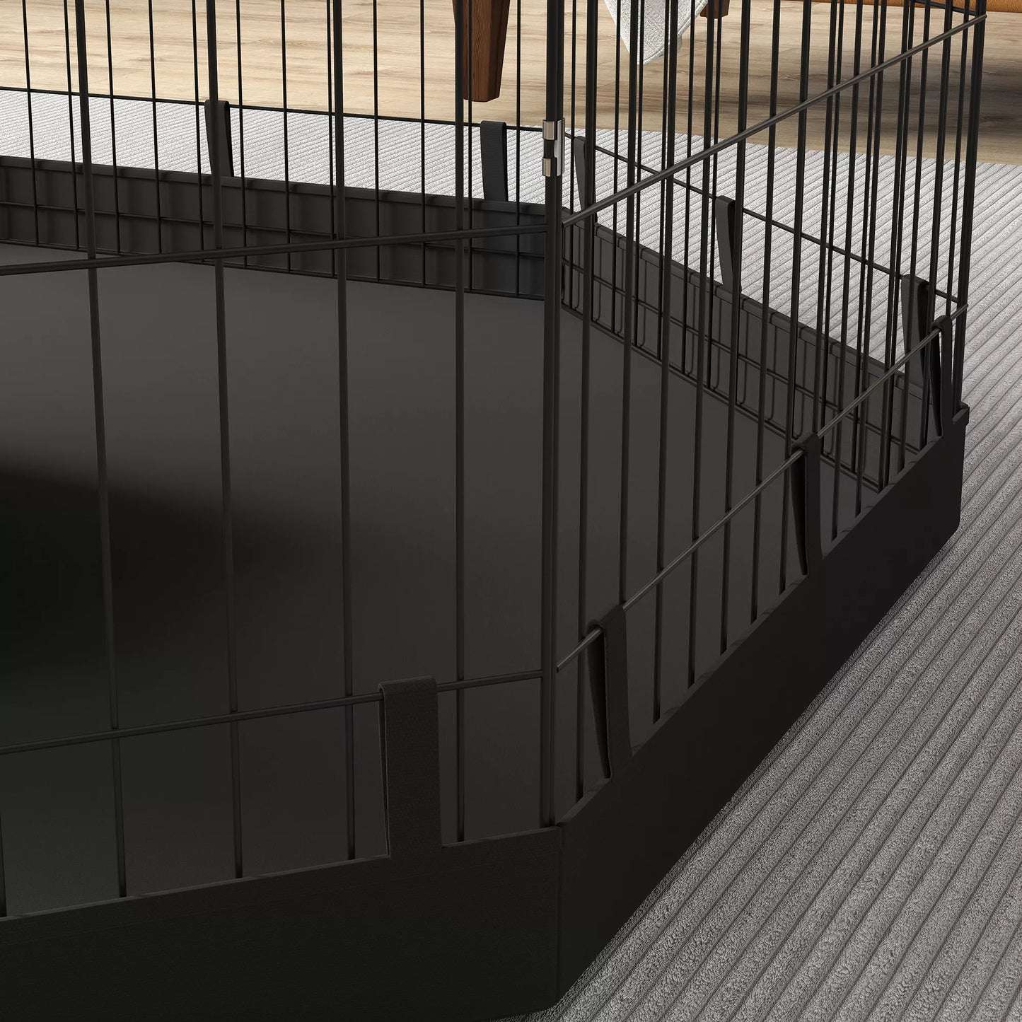 Šuniukų aptvaras, 76 cm aukščio / ~2,5 m², 8 paneliai, grindų danga, kombinuotas stogelis