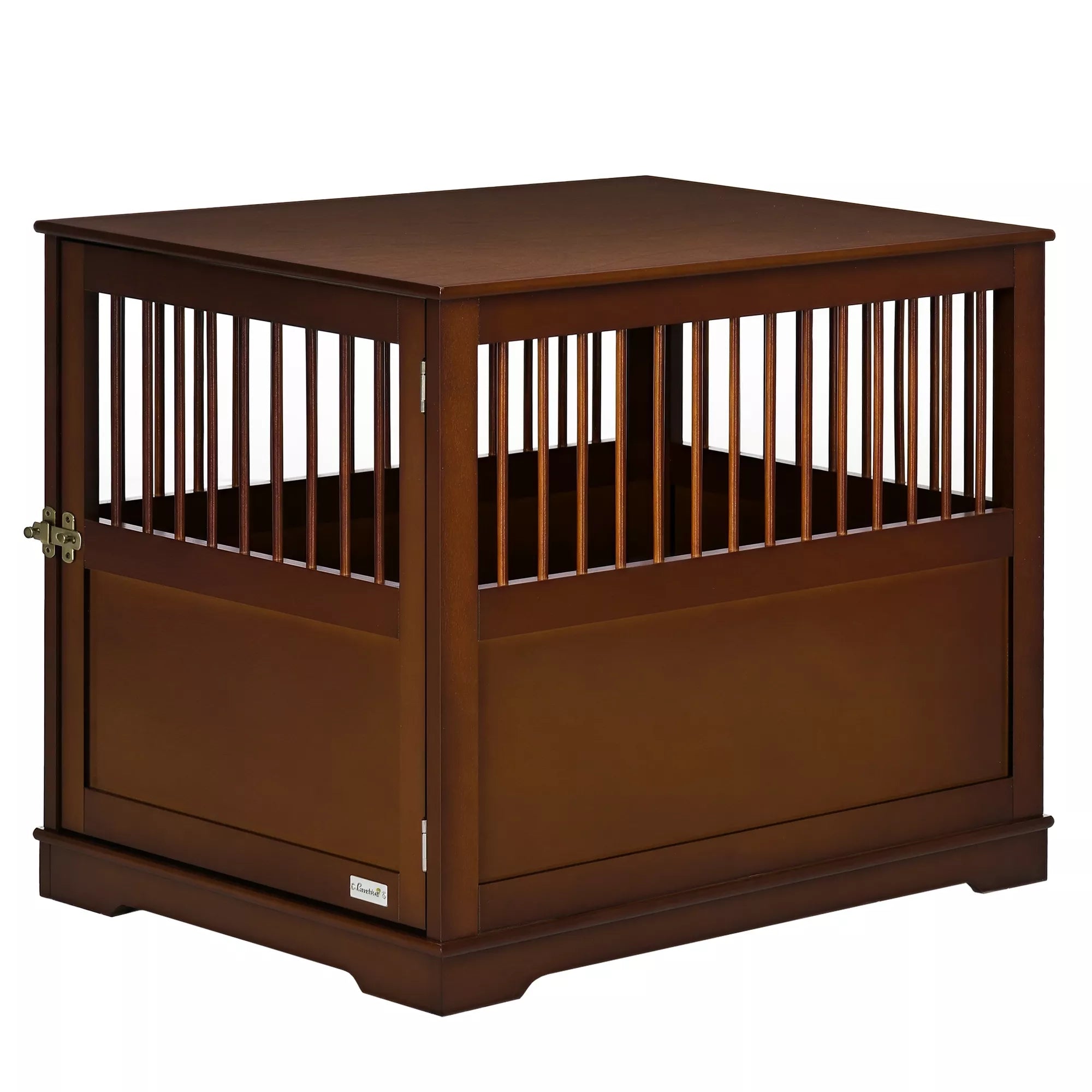 Šunų narvas su užraktu, paaukštintu pagrindu, transportavimo dėžė, 80,5 cm x 59,5 cm x 67,5 cm, rudas