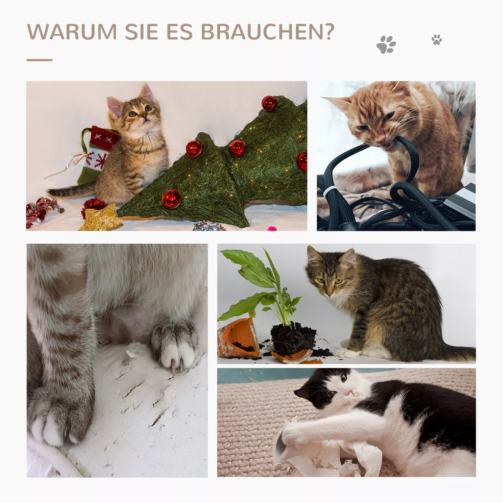 Kaķu skrāpējamais stabs, sizala skrāpējamais stabs, stabils kaķu skrāpējamais stabs, kaķu skrāpējamā rotaļlieta ar bumbu, 60 cm, skaidu plāksne, bēšs sizala + ozols, 34 x 34 x 60 cm