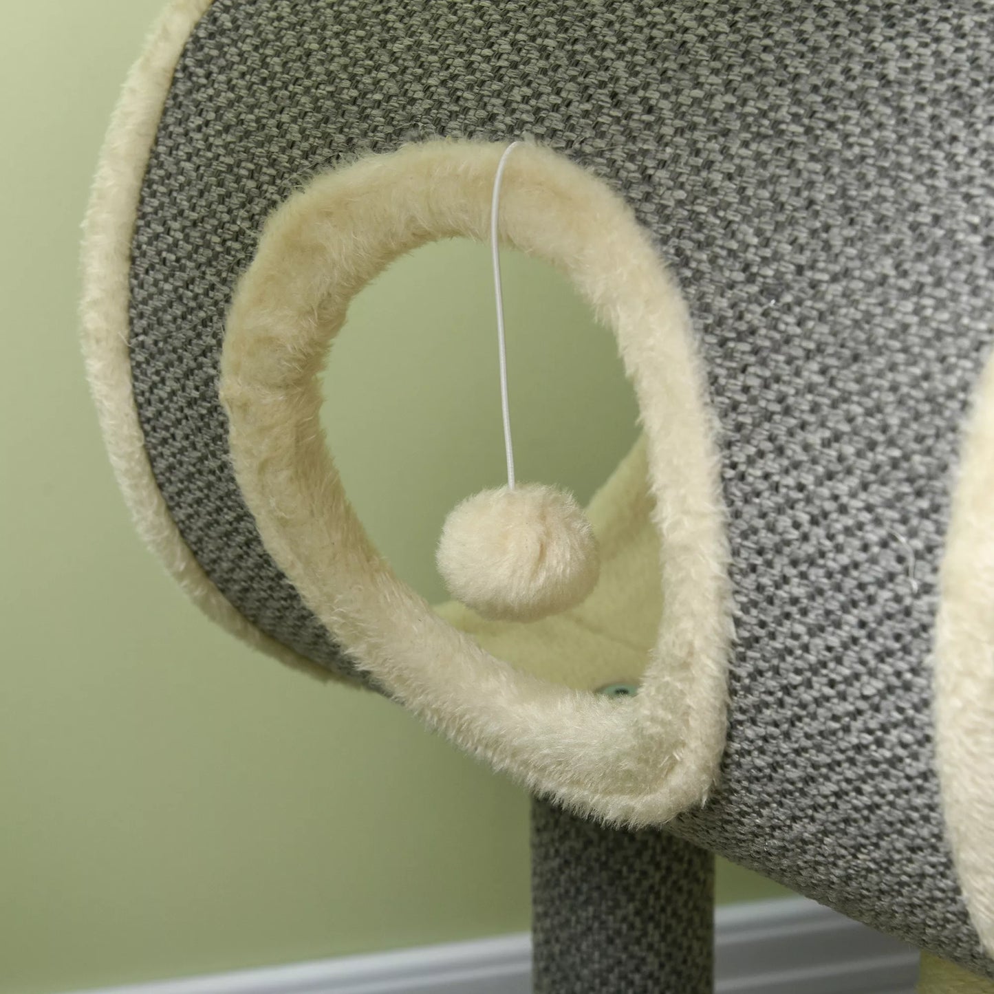 Kačių draskyklė, 1 katės urvelis, 2 gulimosios vietos, 60 cm x 40 cm x 104 cm, Pilka + Natūrali