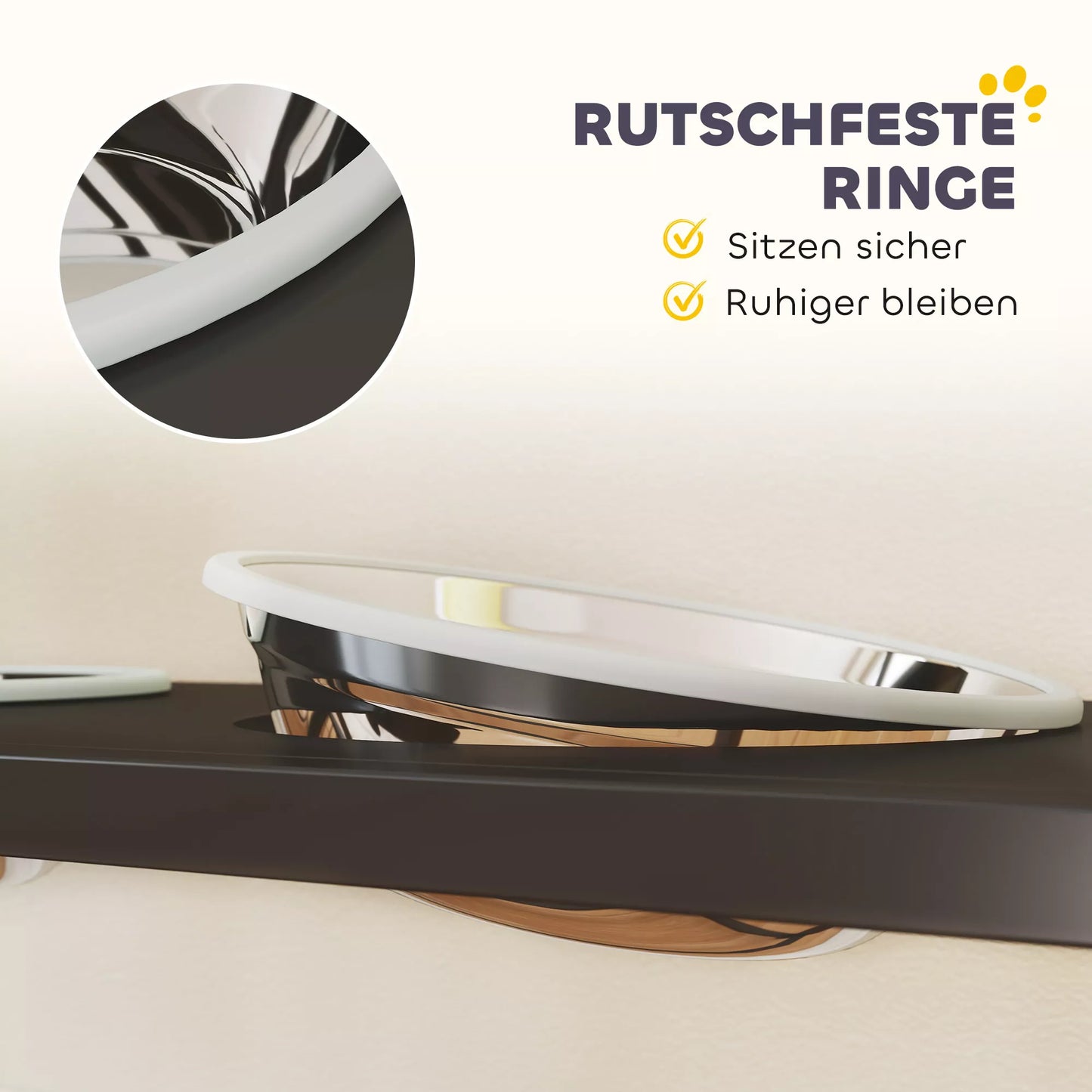 Reguliuojamo aukščio paaukštintas šunų dubenėlių stovas su daiktų laikymo skyriumi, šėrykla su dviem dubenėliais, medis ir nerūdijantis plienas, 89,5 x 27 x 74 cm, juoda