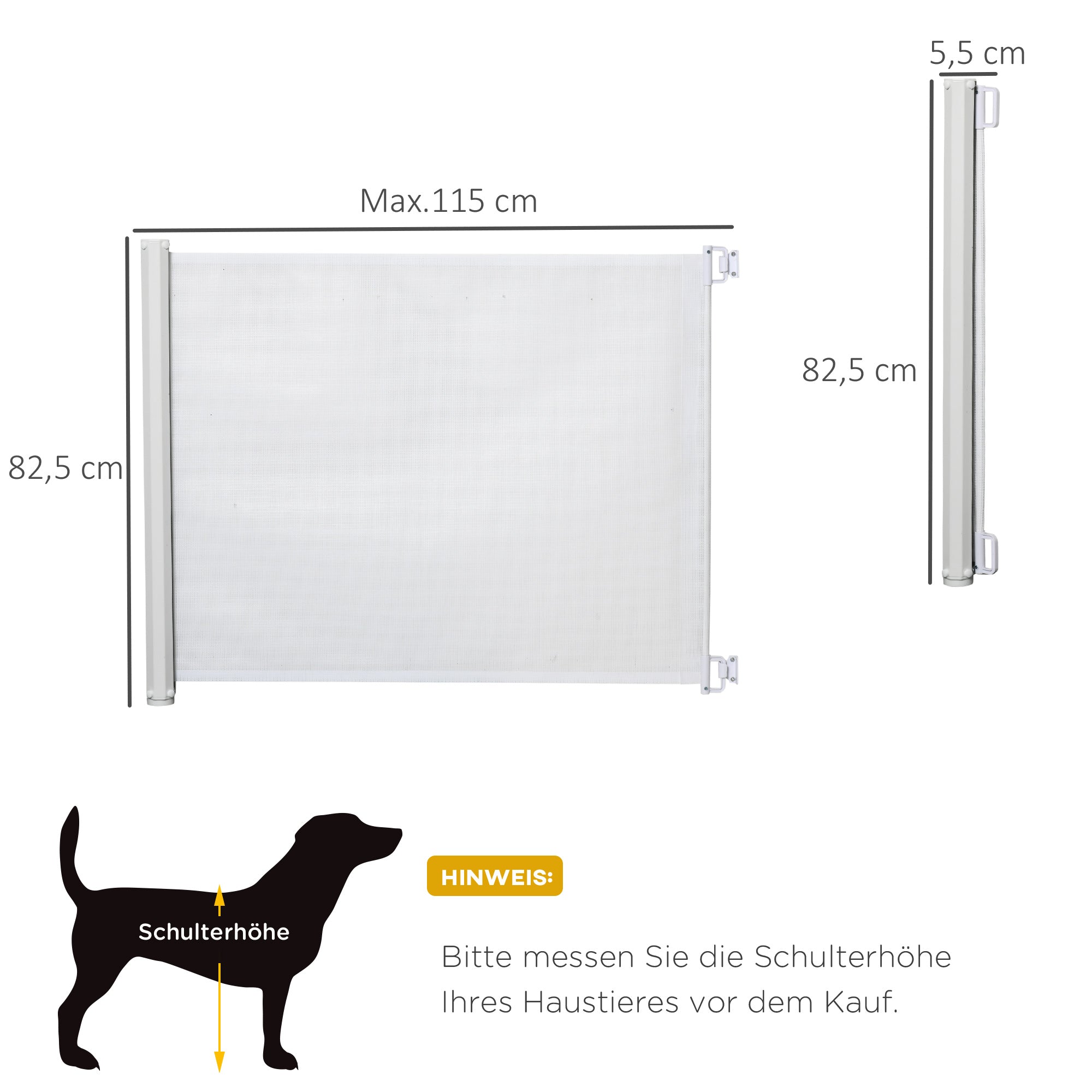 Apsauginiai varteliai laiptams 115 cm šunims, apsauginiai varteliai durims, apsauginė sienelė, ištraukiamas apsauginis roletai laiptams, susukamas roletai, plastikas, baltas