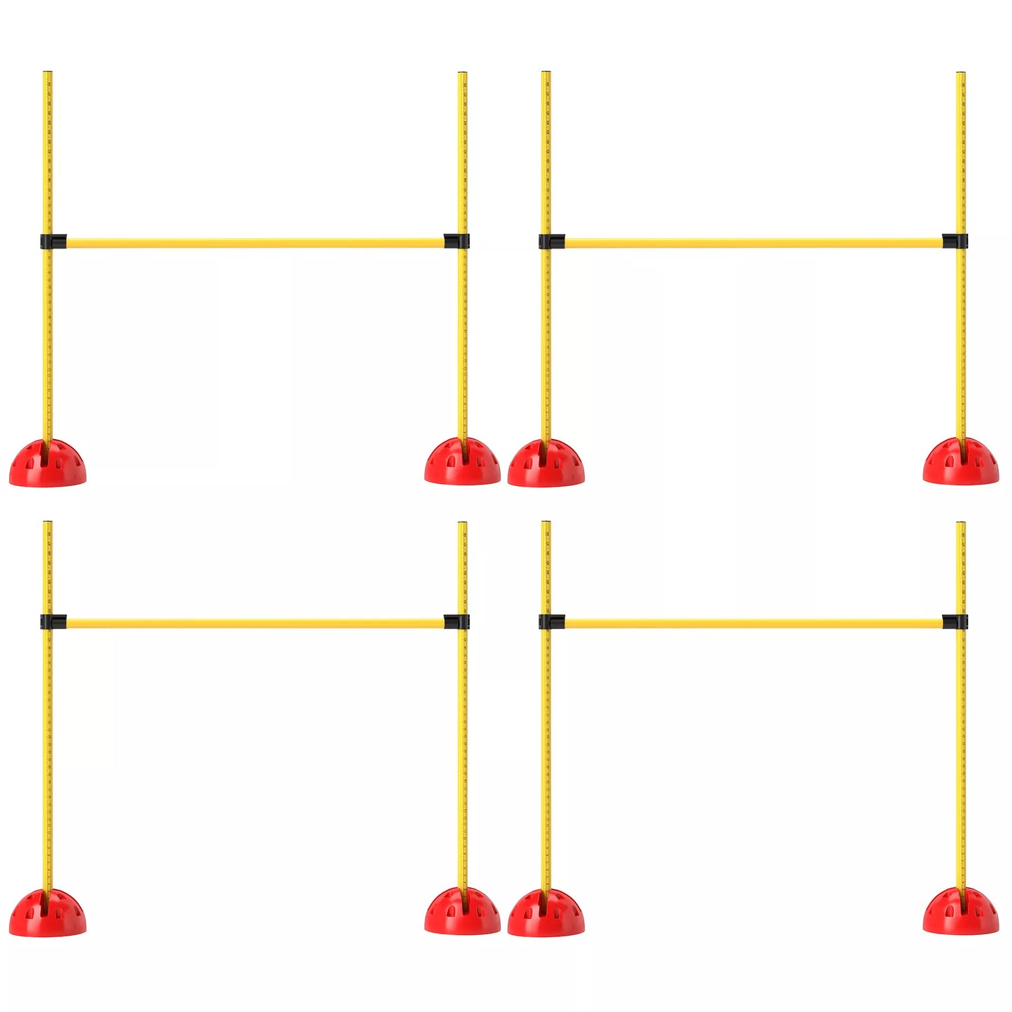 Geltonas 4 dalių šunų vikrumo rinkinys su 4 barjerais ir nešiojimo krepšiu šokinėjimo treniruotėms