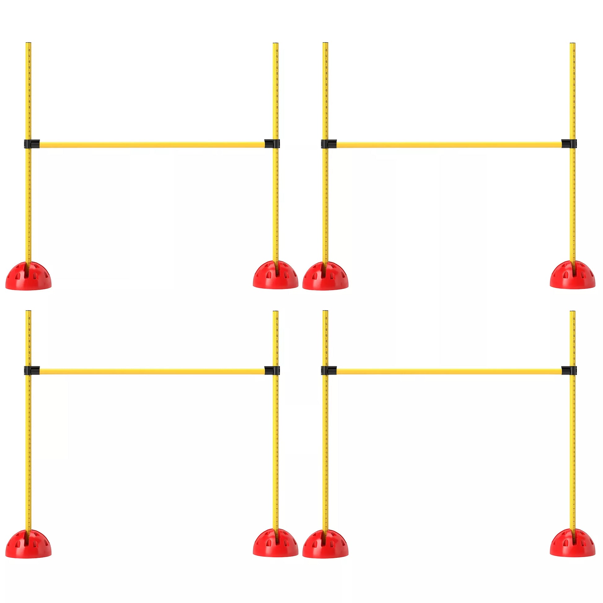 Geltonas 4 dalių šunų vikrumo rinkinys su 4 barjerais ir nešiojimo krepšiu šokinėjimo treniruotėms