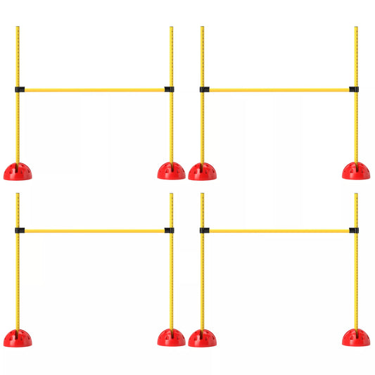 Geltonas 4 dalių šunų vikrumo rinkinys su 4 barjerais ir nešiojimo krepšiu šokinėjimo treniruotėms