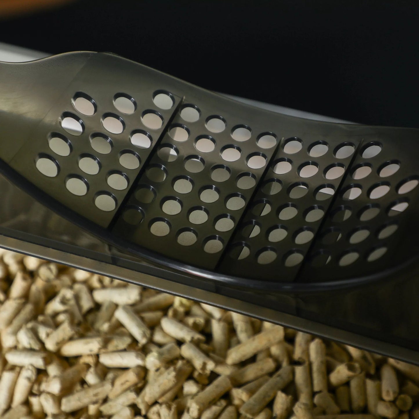 Katės tualetas su mielu dizainu, 1 sietelis, 1 kraiko samtelis, išimama apatinė dalis, pilka