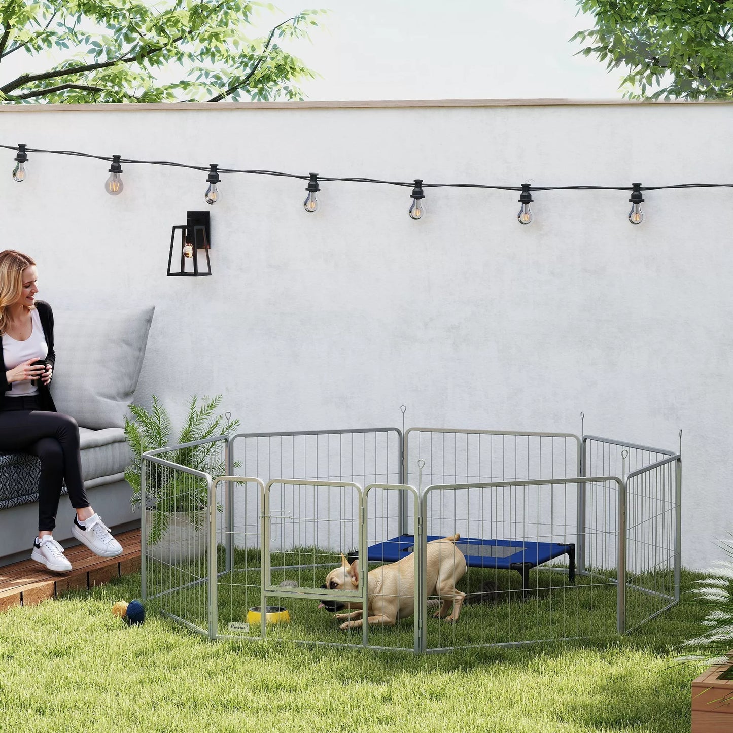 Dzīvnieku aploks, suņu žogs, mājdzīvnieku rotaļu laukums, elastīga pielāgošana, nerūsējošais tērauds