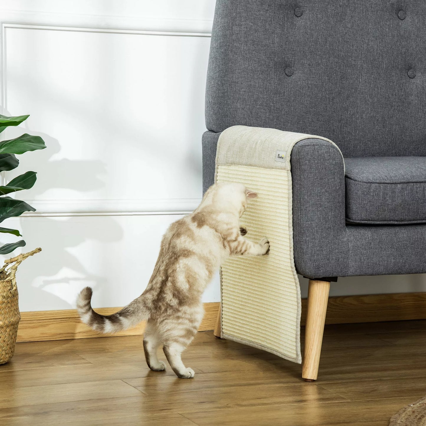 2 vnt. braižymo kilimėlis, apsauga nuo subraižymo, sofa, sizalis, braižymo kilimas katei, fotelis, sofa, kačių braižymo kilimėlis, smėlio+pilkas, 130 x 45 x 0,3 cm