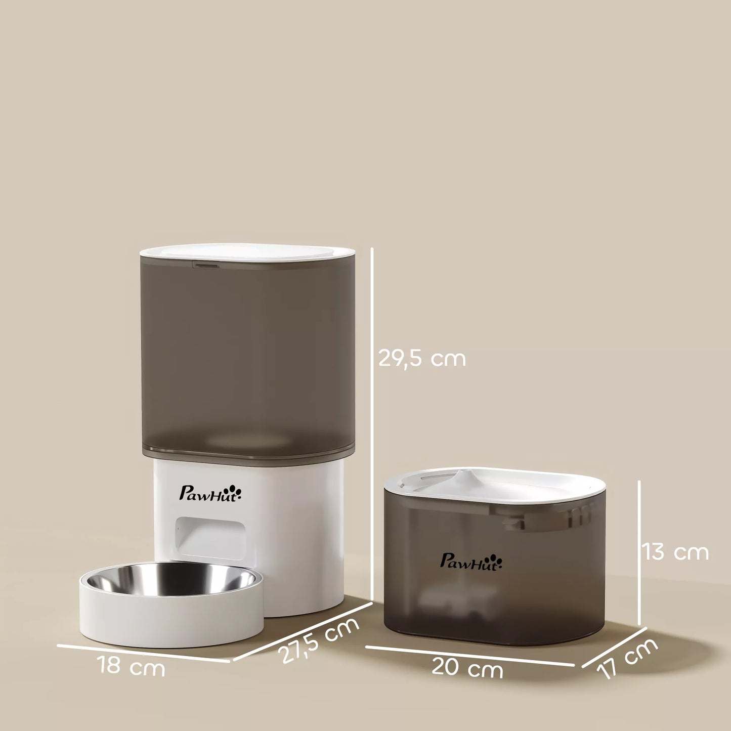 Automatinis maisto ir 2,5 L vandens dalytuvas mažiesiems šunims, katėms, Baltas