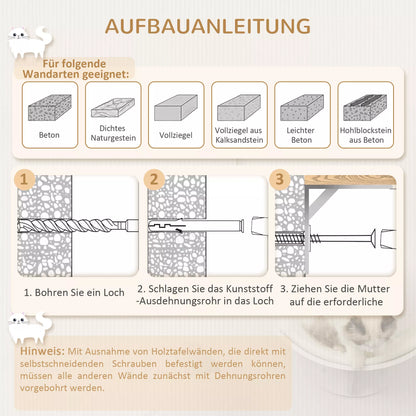 Cat shelf, wall-mounted, soft lying surface, up to 10kg, 41x28x21cm, white