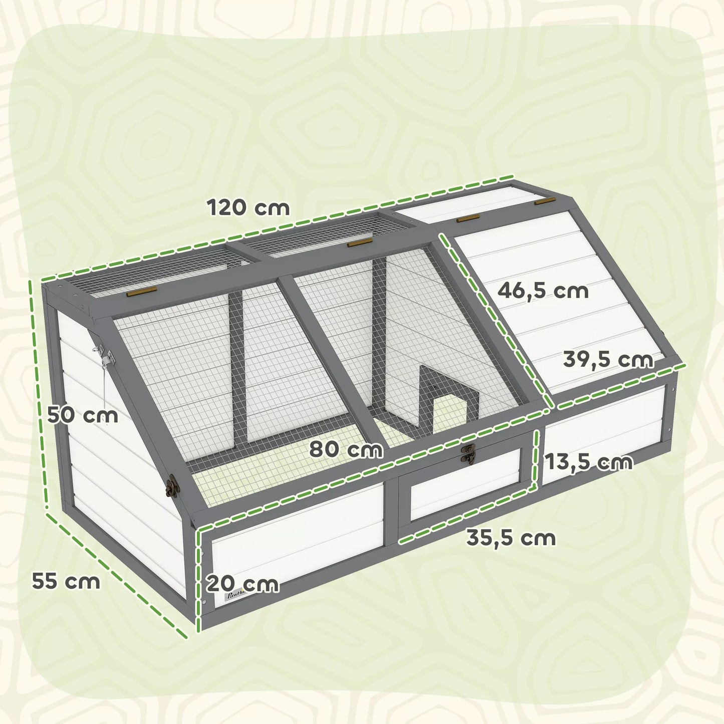 Vėžlių dėžė, lauko vėžlių aptvaras, be dugno dizainas, lengvai atidaromas, vėžlių namelis, baltas