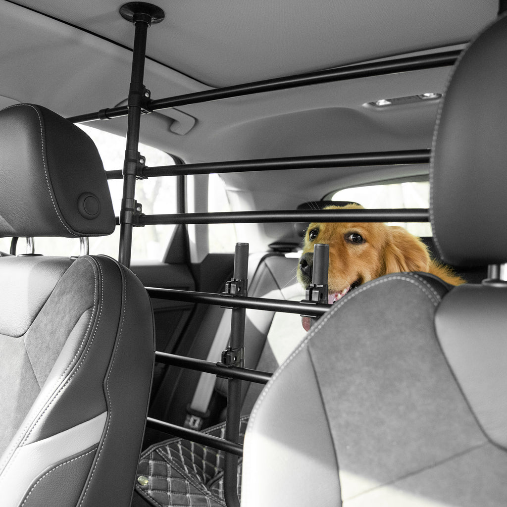 Apsauginės grotelės šunims į automobilį, reguliuojamos 87–135 cm pločio ir 85–120 cm aukščio, juodos