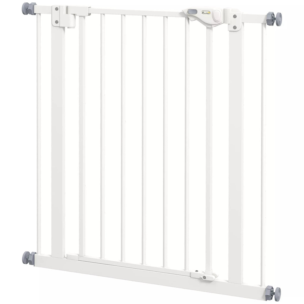Apsauginiai varteliai šunims, užtvaros varteliai, apsauginiai varteliai naminiams gyvūnams, metalas, plastikas, 74–80 cm, balti