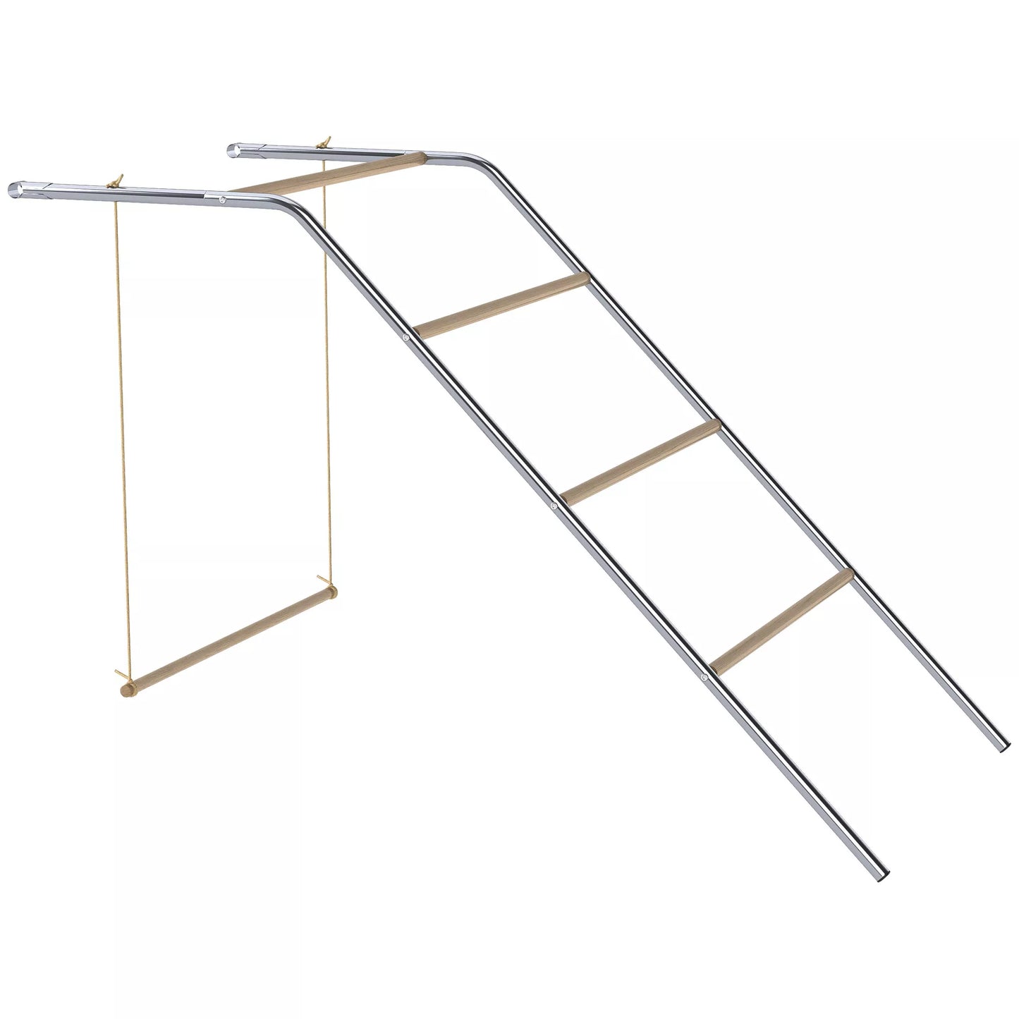 Medinis vištidės žaidimų kompleksas, vištidės žaidimų aikštelė su vištidės strypais, reguliuojama sūpynė, 82 x 150 x 110 cm, sidabrinė spalva