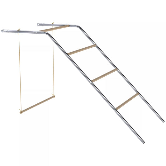 Medinis vištidės žaidimų kompleksas, vištidės žaidimų aikštelė su vištidės strypais, reguliuojama sūpynė, 82 x 150 x 110 cm, sidabrinė spalva