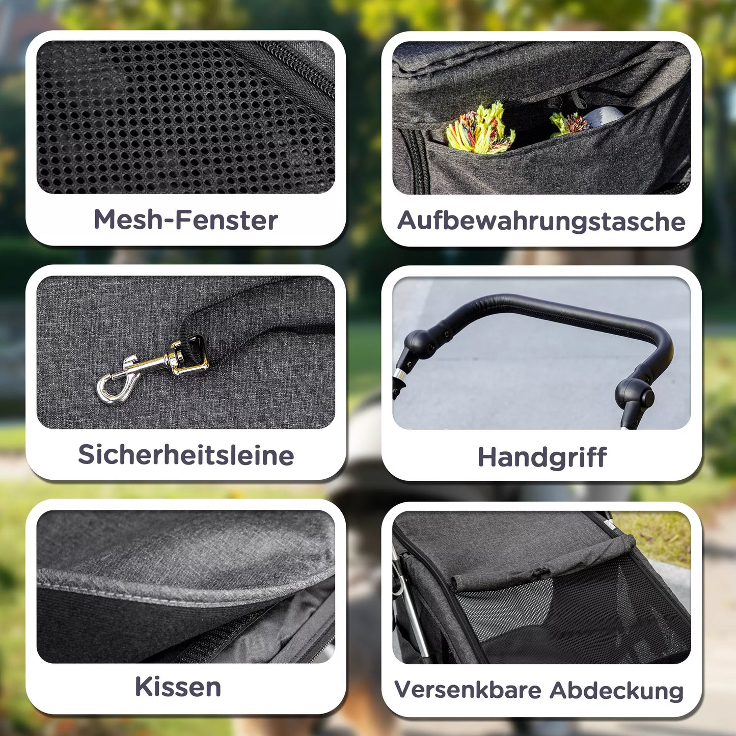 Šunų vežimėlis, lengvas ir sulankstomas transportavimo vežimėlis mažiesiems šuneliams, skalbiama pagalvėlė, tinklelio langas, pilkas