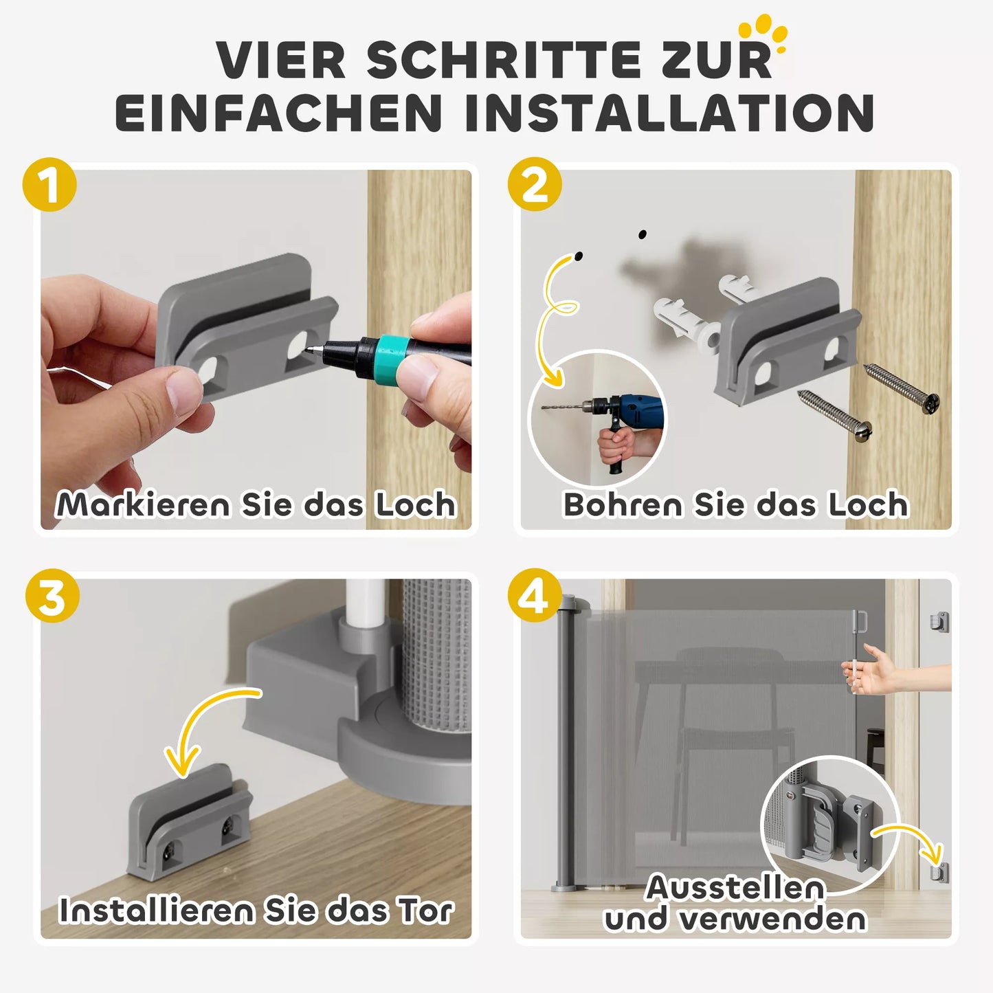 Ištraukiami apsauginiai varteliai laiptams ir durims, 0-136cm, 87cm aukščio, gyvūnams, 142 x 10 x 87 cm, pilki