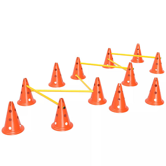 Agility rinkinys šunims, 6 dalių agiliti įranga šunų dresūrai, sudėjamų kliūčių rinkinys su 12 kūgių, 6 barjerų ir nešiojimo krepšiu