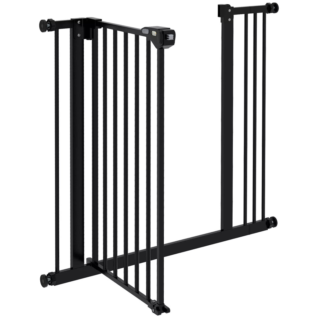 Apsauginiai varteliai šunims, tvorelė, apsauginė tvorelė augintiniams, metalas, plastikas, 74-87 cm, juoda