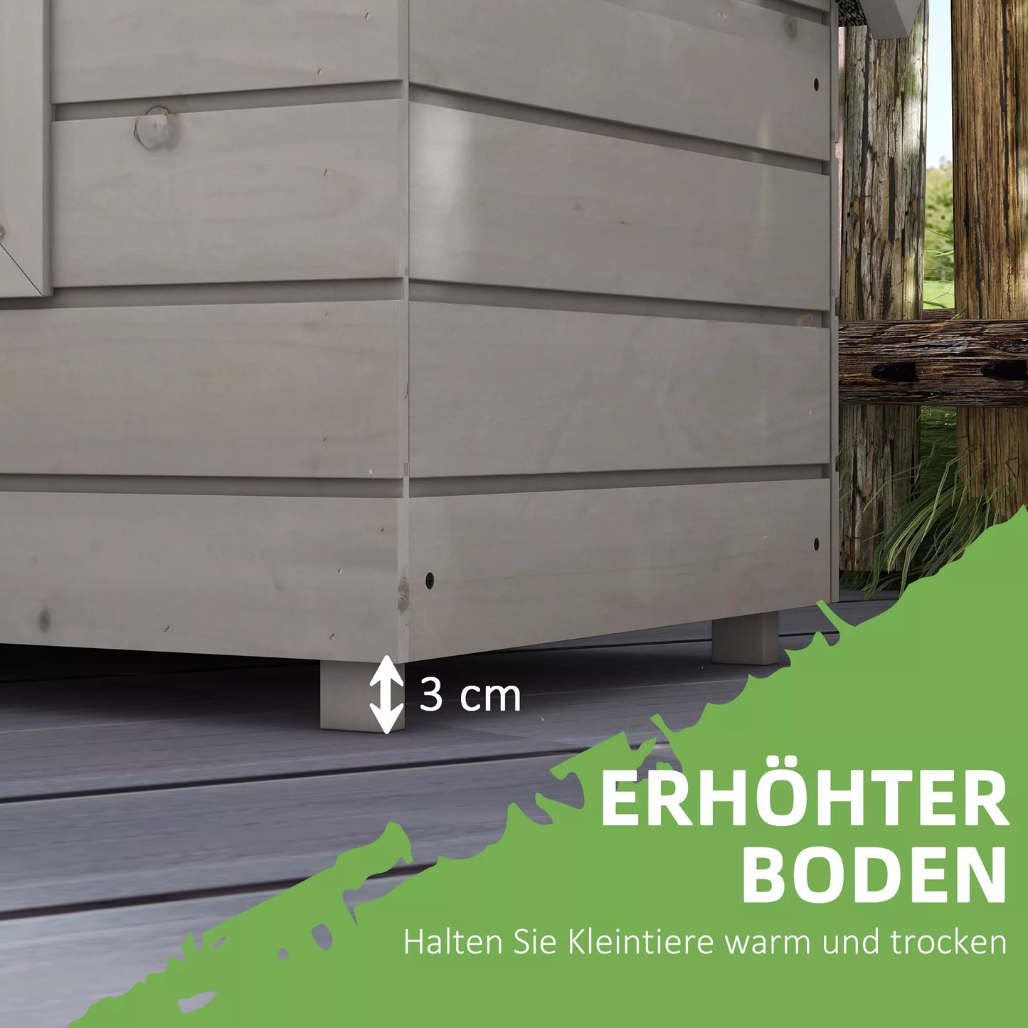 Koka kaķu mājiņa, ūdensizturīga, ar azbesta jumtu, veramu vāku, logu, ziemai izturīga, aizsargmāja, kaķu ala, āra kaķu būda dārzam, balkonam, laukam, 87 x 52 x 44 cm, pelēka