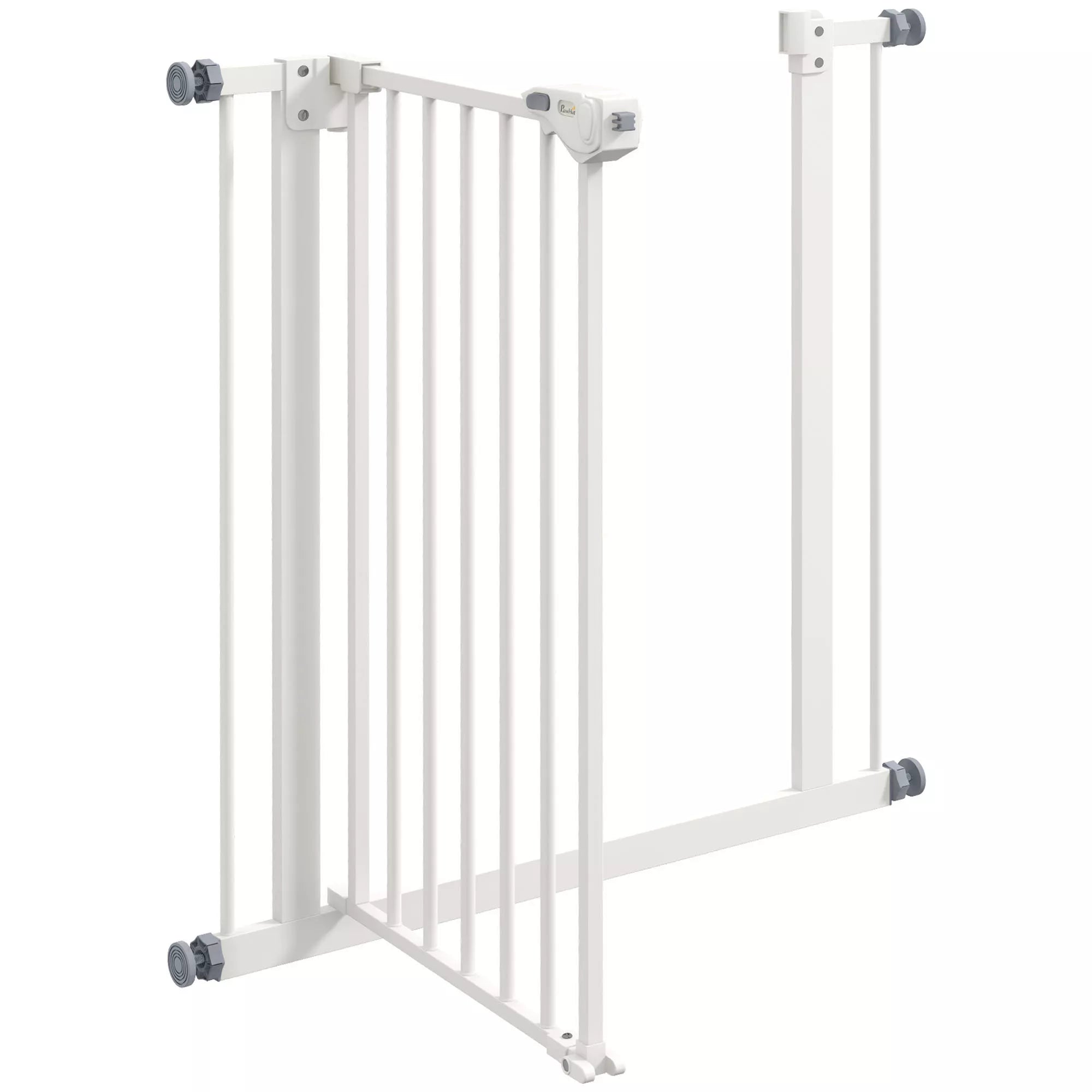 Suņu drošības vārti, barjeras vārti, mājdzīvnieku drošības vārti, metāla, plastmasas, 74-80 cm, balti