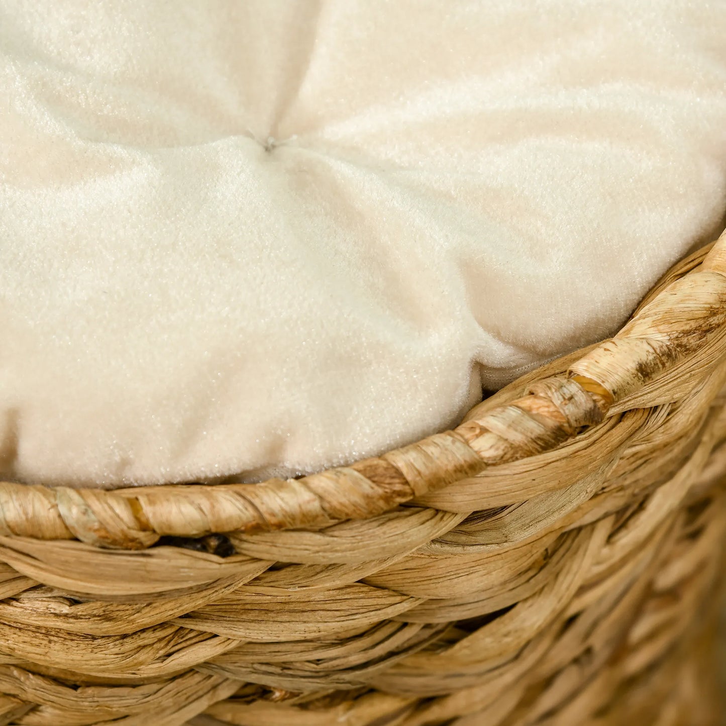 Kaķu māja, 47 cm, 2 alas, spilvens, skrāpējamais stabs ar kaķu gultu, ūdens hiacintes kaķu tornis, gaiši brūns