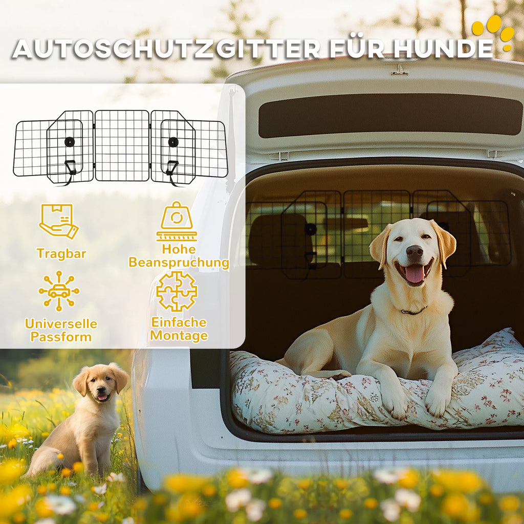 Auto žogs suņiem, regulējams 93-150 cm, salokāms, viegli uzstādāms, tērauda, ​​melns
