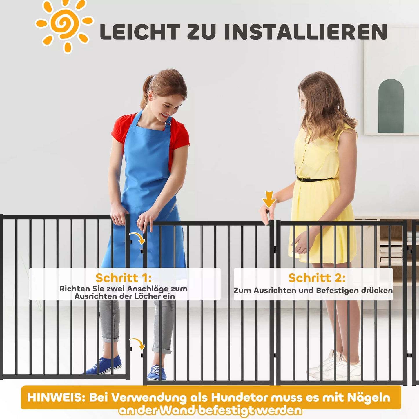 Šuniukų aptvaras, šunų aptvaras, šuniukų voljeras, 6 skydeliai su durelėmis, sulankstoma ir nešiojama šunų tvora, plienas, juoda