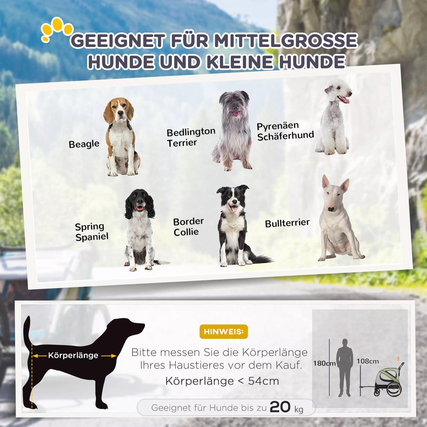 PawHut 2-in-1 šunų vežimėlis, šunų dviračio priekaba, sulankstomas, atsparus oro sąlygoms, šunims iki 20 kg, žalias