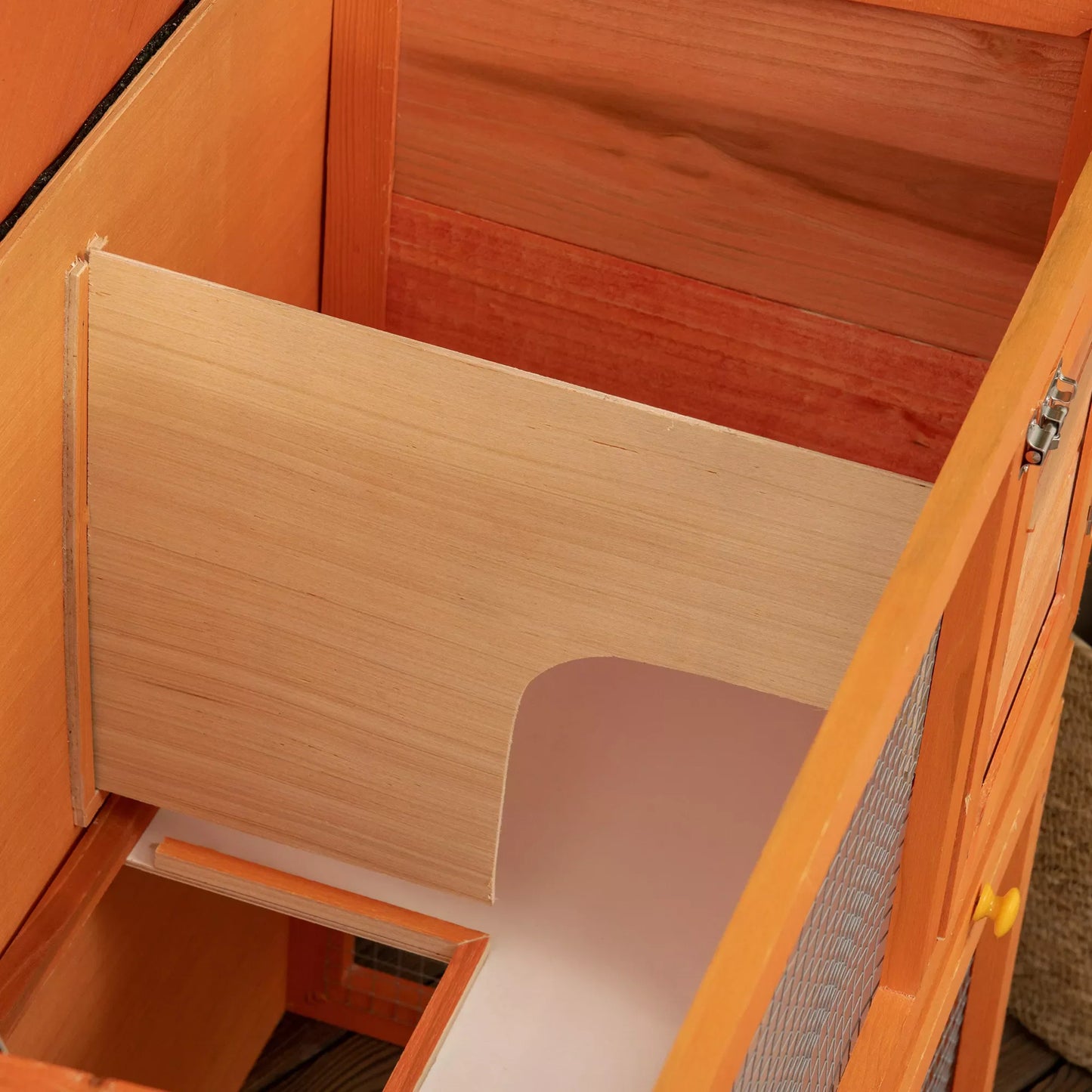 Mažų gyvūnų narvas, 2 lygiai, atsparus oro sąlygoms, pušies mediena, natūralus + žalias