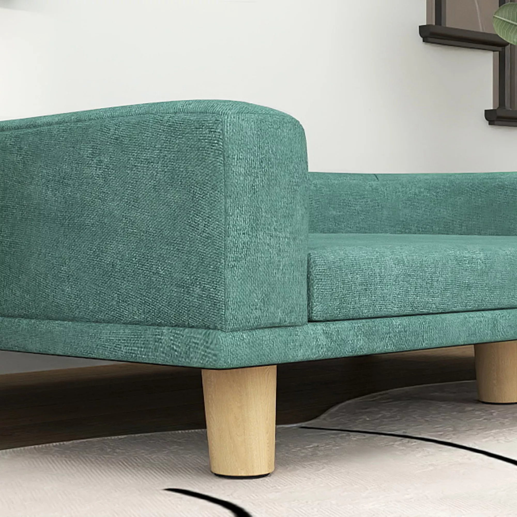 Šunų lova, šunų sofa, naminių gyvūnėlių sofa, Eukalipto mediena, 98 x 67 x 25 cm, Žalia