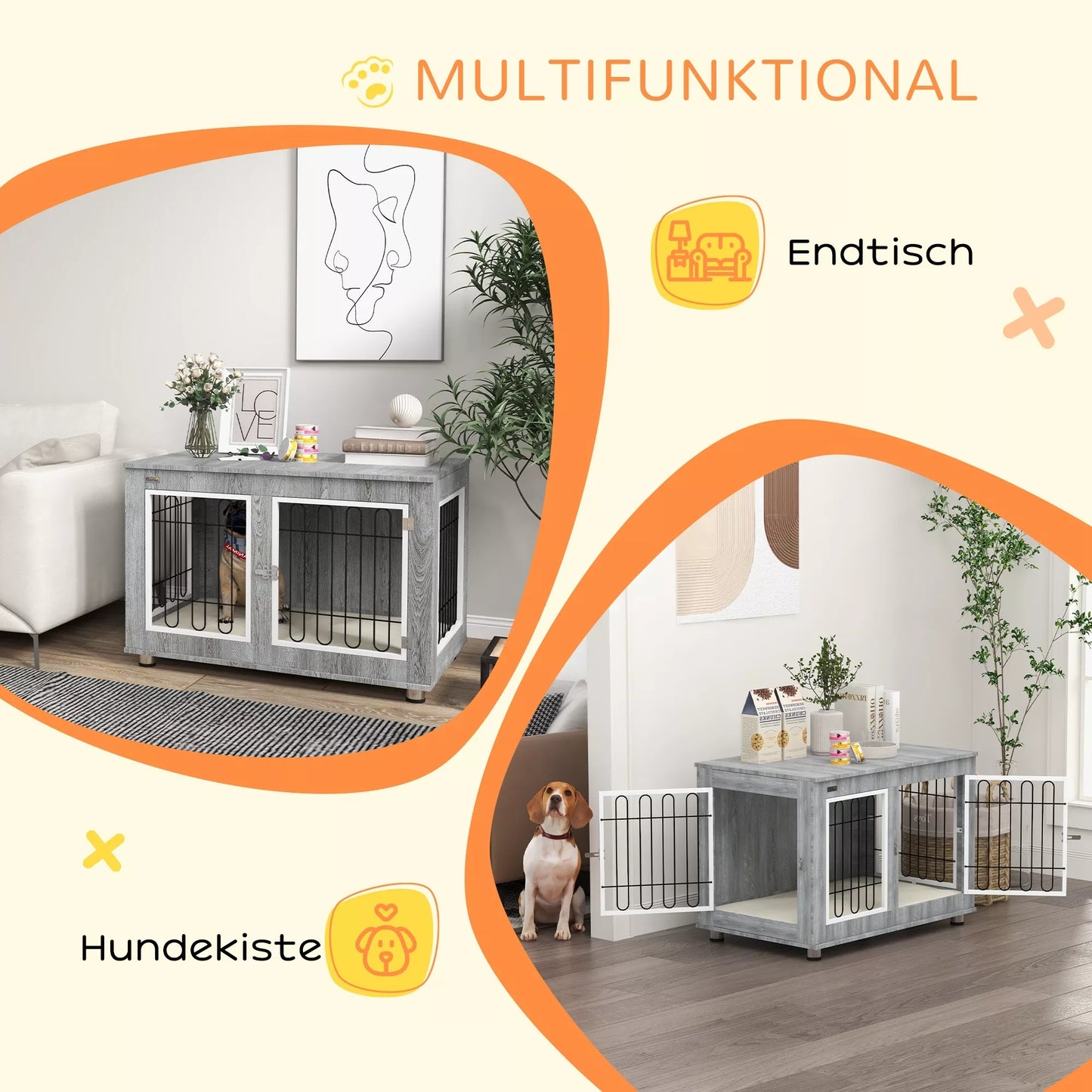 Šunų narvas su skalbiama pagalvėle, 2 užraktai, 90 cm x 58 cm x 65 cm, pilkos spalvos