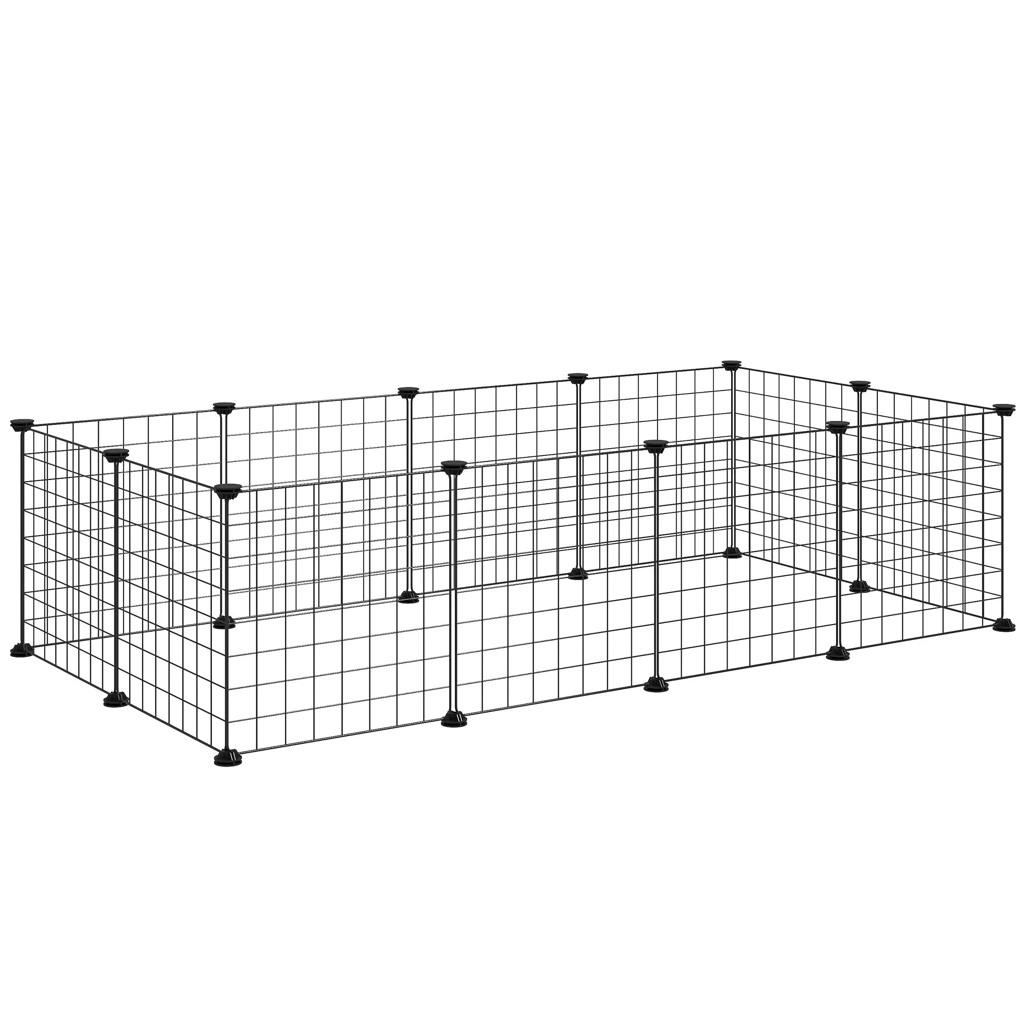 Metalinės grotelės aptvaras smulkiems gyvūnams, lauko aptvaras, maniežas, narvas, lanksčiai formuojamas, juodas, 106 x 73 x 36 cm