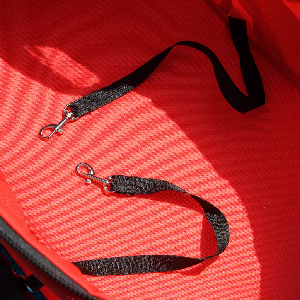 Salokāmi suņu ratiņi līdz 4 kg, ar sieta logu, apakšējo grozu, krūzīšu turētāju, noņemamu jumtiņu, sarkani, 67 x 45 x 96 cm