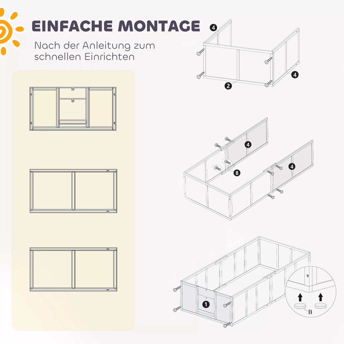 Šunų veisimo dėžė šunims ir šuniukams, su reguliuojamais įėjimais, dideliems ir mažiems šunims, 196 x 96 x 48 cm, Balta