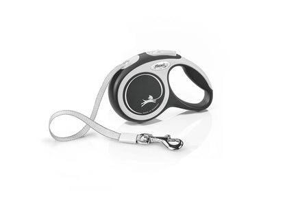 Flexi New Comfort juostinis pavadėlis – Juoda / XS -3m iki 12 kg