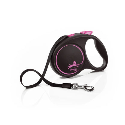 Flexi Black design juostinis pavadėlis 5m – Rožinė / S - 5m iki 15 kg