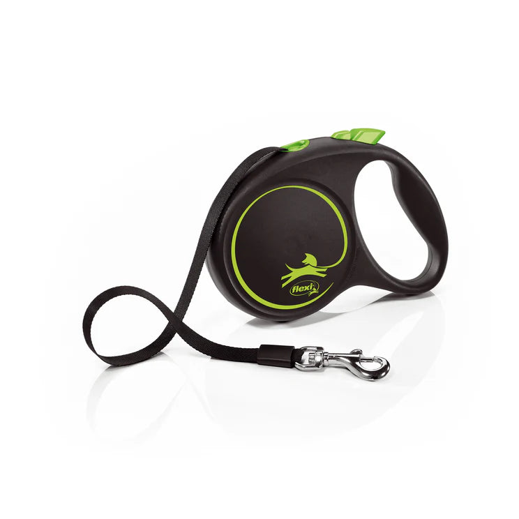 Flexi Black design juostinis pavadėlis 5m – Žalia / S - 5m iki 15 kg