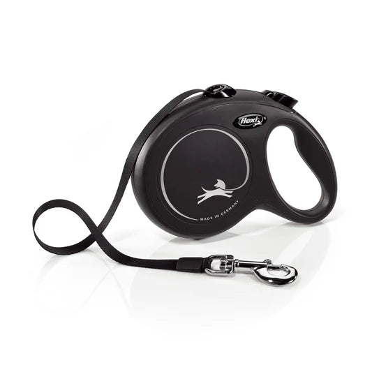 Flexi New Classic juostinis pavadėlis 8m – Juoda / L iki 50 kg 8m juostinis