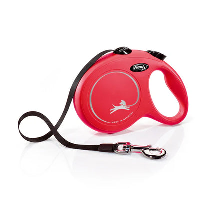Flexi New Classic juostinis pavadėlis 8m – Raudona / L iki 50 kg 8m juostinis