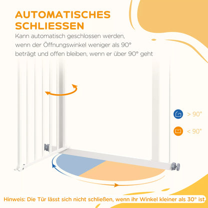 Apsauginiai varteliai šunims, užtvaros varteliai, apsauginiai varteliai naminiams gyvūnams, metalas, plastikas, 74–80 cm, balti