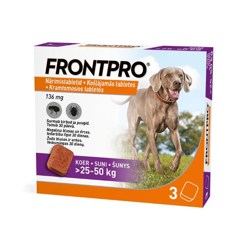 FRONTPRO XL 136 mg košļājamās tabletes suņiem 25–50 kg N3