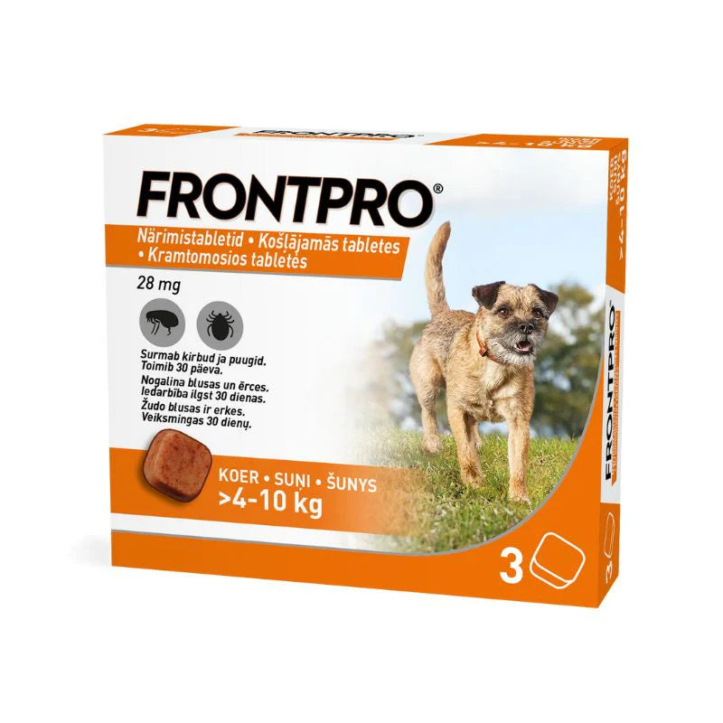 FRONTPRO M 28 mg košļājamās tabletes suņiem 4–10 kg N3