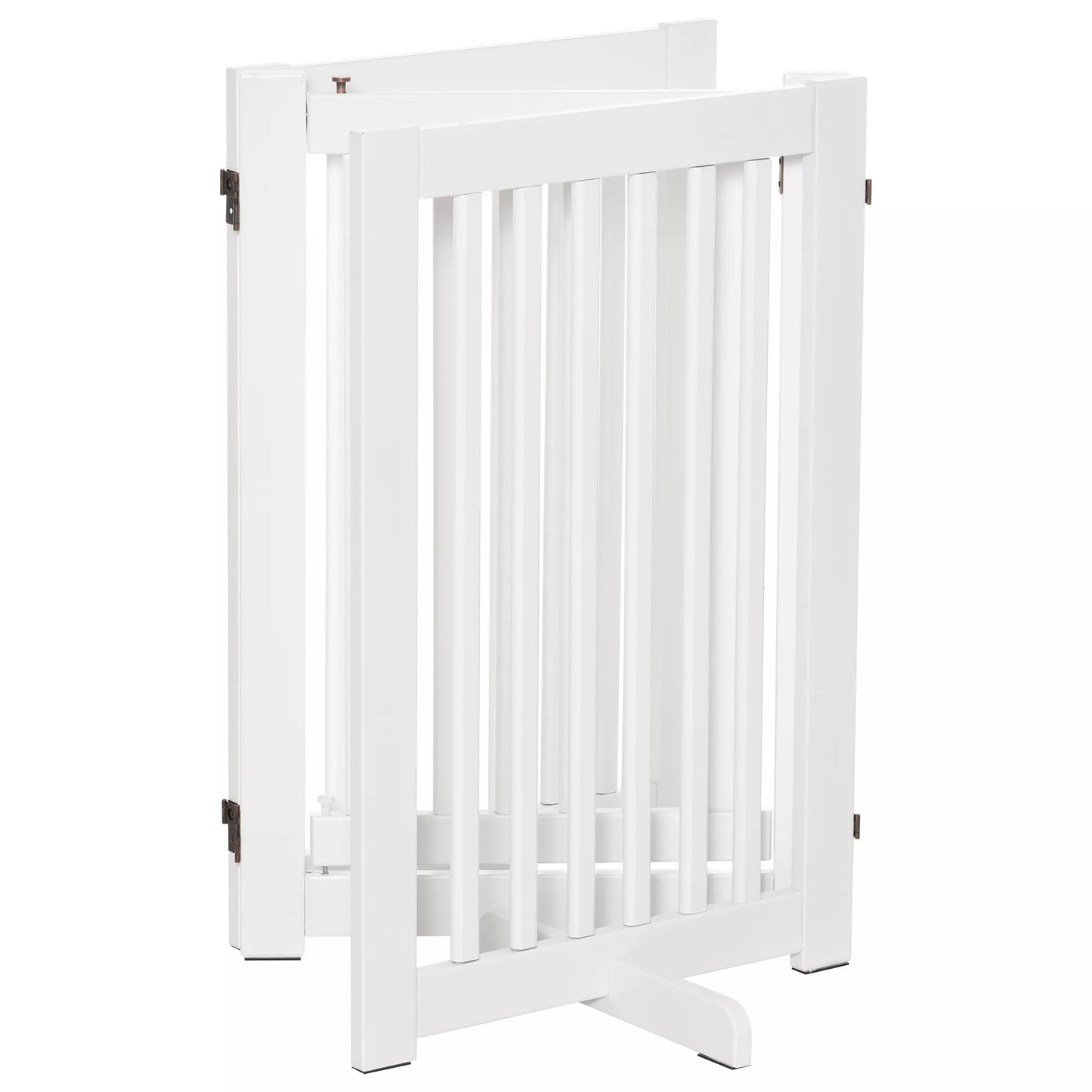 Apsauginė tvorelė šunims Laisvai stovinti reguliuojama apsauginė tvorelė su kojelėmis 155 x 76 cm Medinė šunų tvorelė Sulankstoma apsauginė tvorelė laiptams, durims, virtuvei, koridoriui, 3 panelės, balta