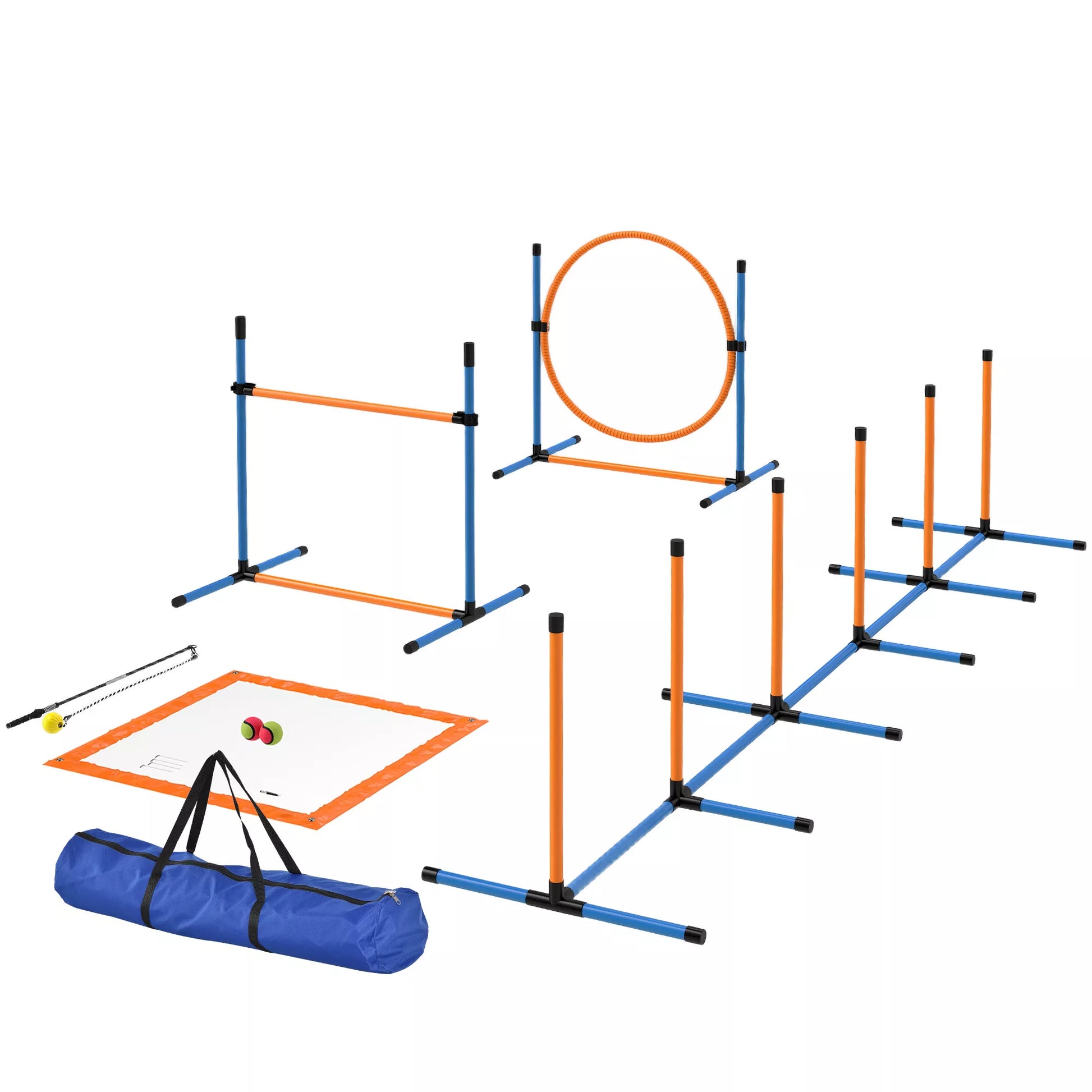 Agility rinkinys šunims, 7 dalys. Agility įranga šunų dresūrai. Sudedamų kliūčių rinkinys žaidimams ir treniruotėms.